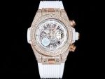 ZF Factory Hublot BigBang Rose gold steel case with White diamonds Watch